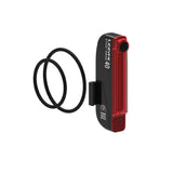 Lezyne Stick+ Drive USB rechargeable rear bike light with 40 lumens, compact safety accessory for bicycles.