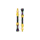Lezyne CNC TLR Valve PRO tubeless Presta valve with integrated core tool, 60mm length, gold-colored bike component.