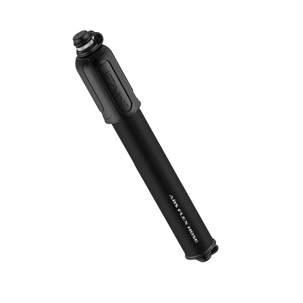 Lezyne HV Drive M hand pump in satin black with high-volume tire inflator and ABS flex hose for bike accessories.