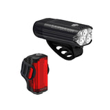 Lezyne Radar React System front and rear bike lights with radar detection and app control, mounted on a bicycle.