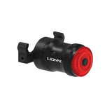 Lezyne Saddle Ai Alert 250 rear light with brake sensing and 270° visibility, mounted on a bicycle saddle for enhanced safety.
