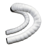 Lizard Skins DSP 3.2mm bar tape with screw-in plugs, diamond white color, providing grip and comfort for bicycle handlebars.