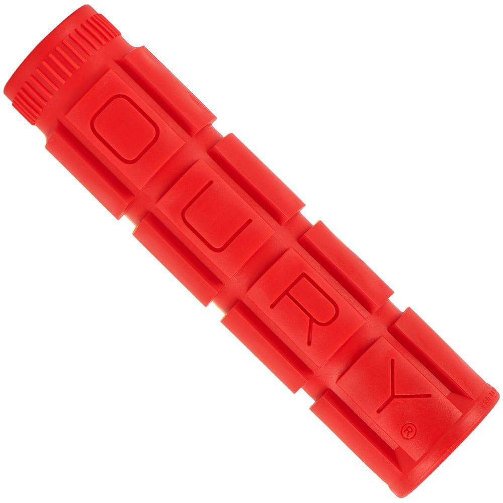 Lizard Skins Oury V2 single compound MTB and BMX bike grip in candy red, featuring anti-vibration design and textured surface.