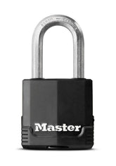 Master Lock Excell laminated weather-resistant padlock with 49x38mm shackle for security and durability.