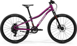 Merida Matts J.24+ kids mountain bike with adjustable stem and 1x drivetrain, featuring a sturdy frame and colorful design.