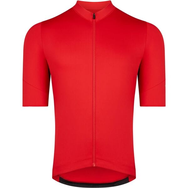 Madison Flux men's short sleeve cycling jersey in True Red, X-Small size with front pockets, lightweight and breathable clothing.