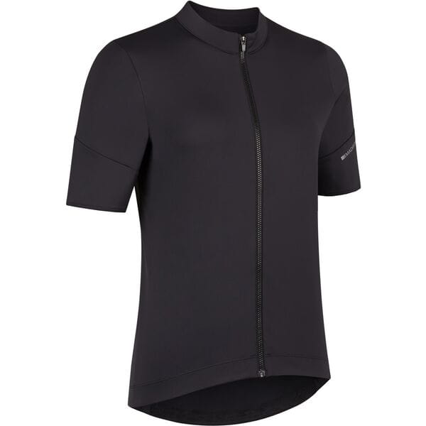 Madison Flux women's black short sleeve cycling jersey with pockets, size 6, made of breathable athletic fabric.