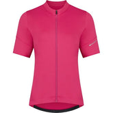 Madison Flux women's short sleeve cycling jersey in magenta pink, size 6, with a fitted design and brand logo on the front.