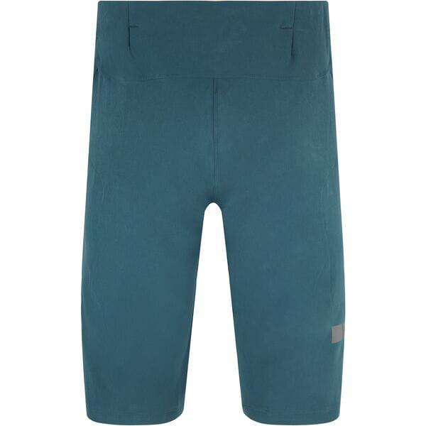 Madison Flux men's DWR stretch trail shorts with water-repellent coating and zippered pockets, suitable for outdoor activities.