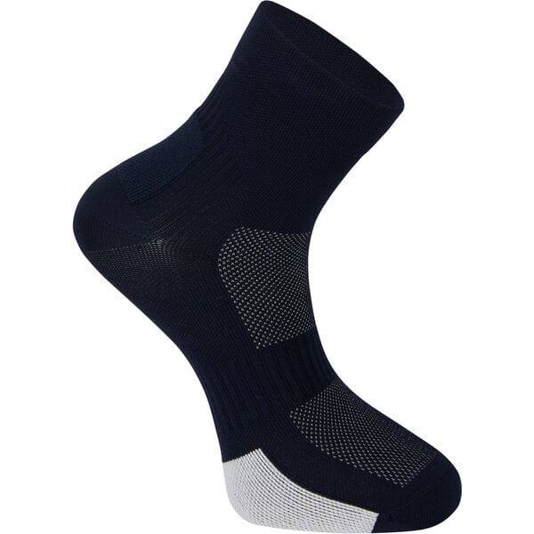 Madison Flux Performance Socks, unisex moisture-wicking athletic socks for running and cycling, shown in black with subtle branding.