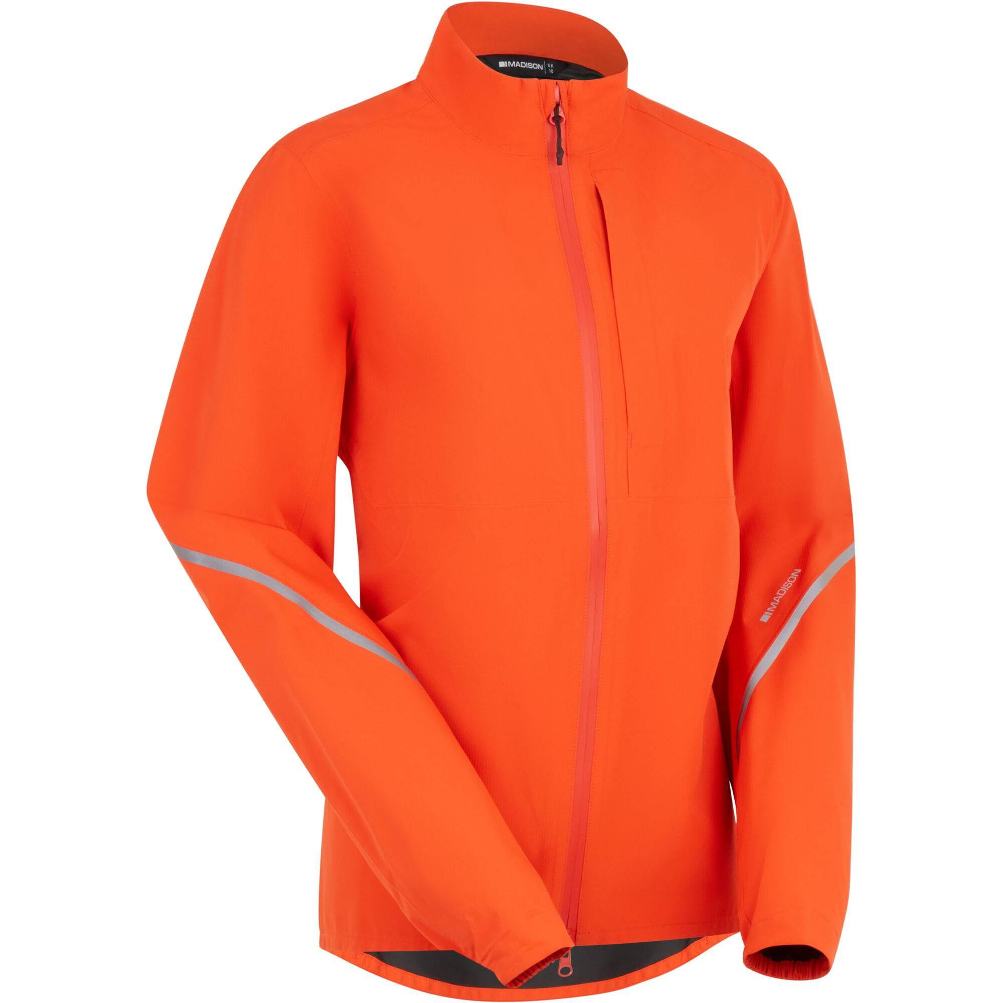 Madison women's waterproof cycling jacket with reflective safety features, lightweight and breathable outdoor clothing for women.