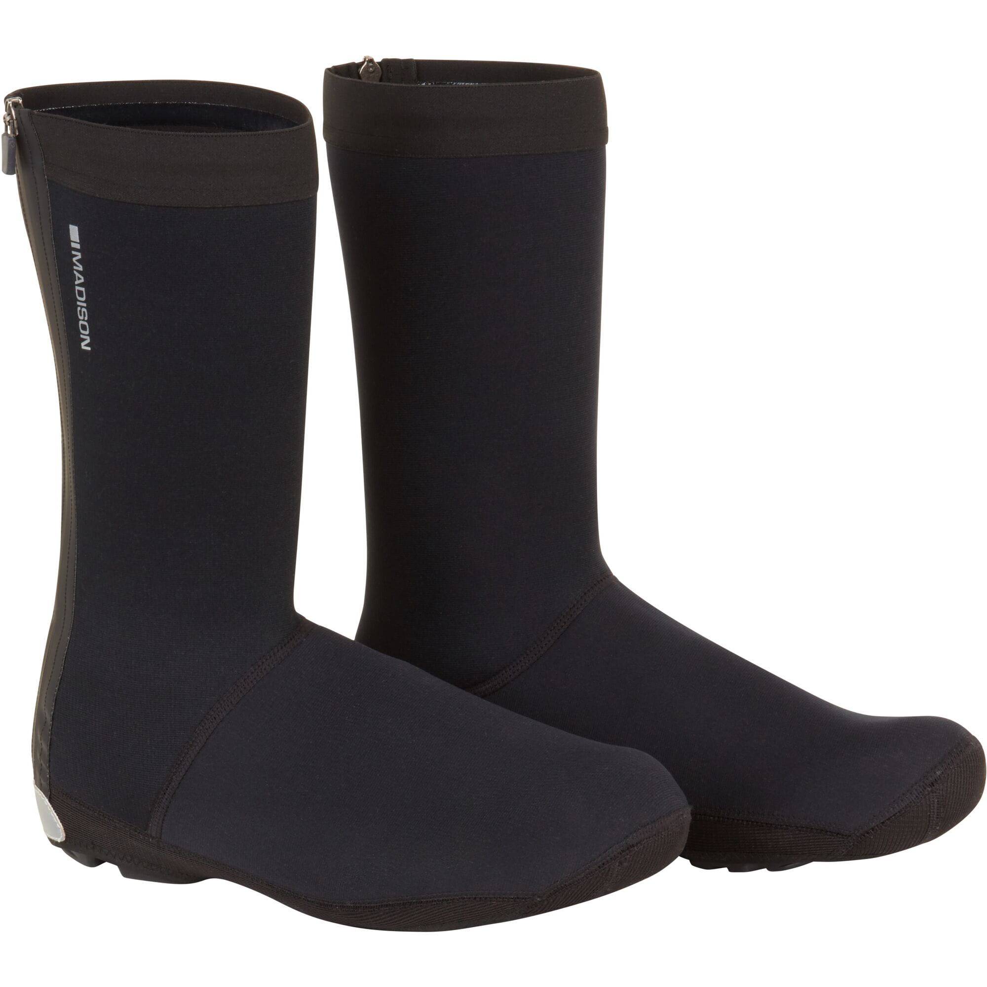 Madison DTE Isoler thermal Yulex waterproof long cycling overshoe with closed sole, designed for cold weather cycling.