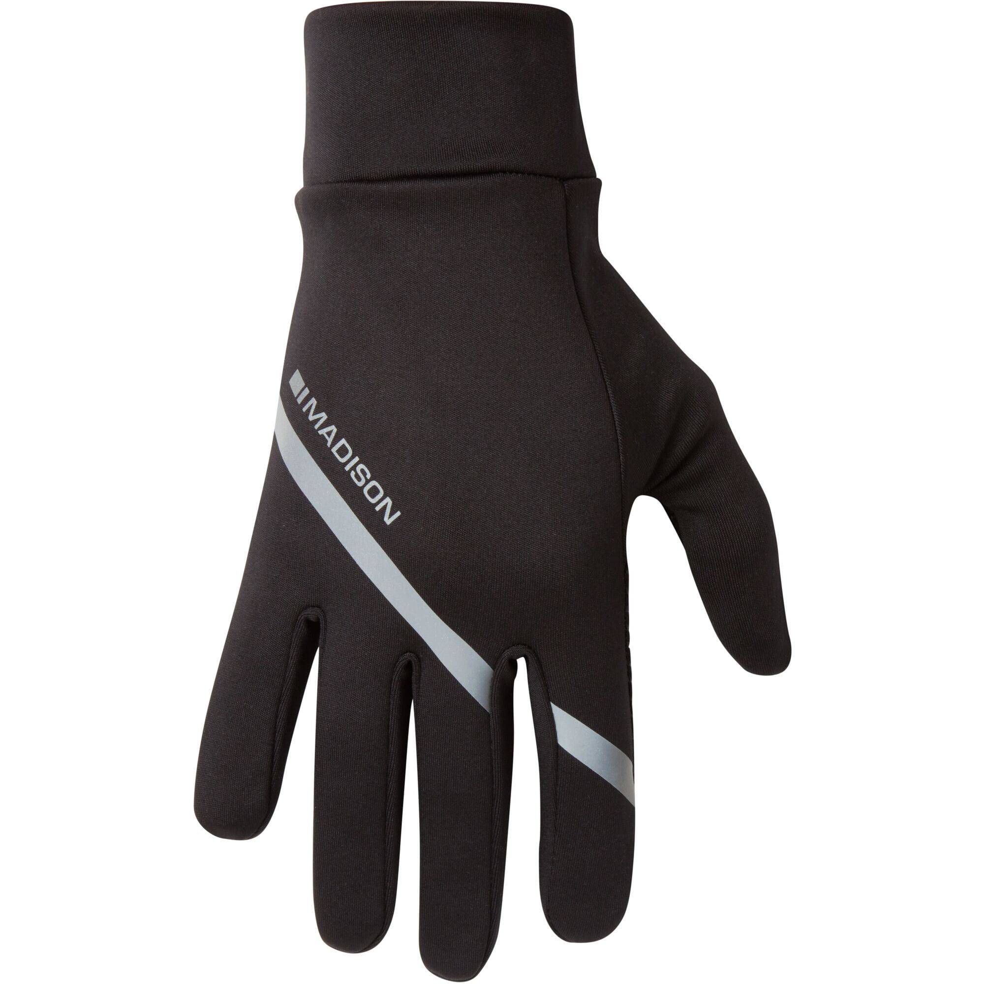 Madison Freewheel Isoler Thermal Gloves with touchscreen fingertips and reflective details, designed for cold weather cycling.