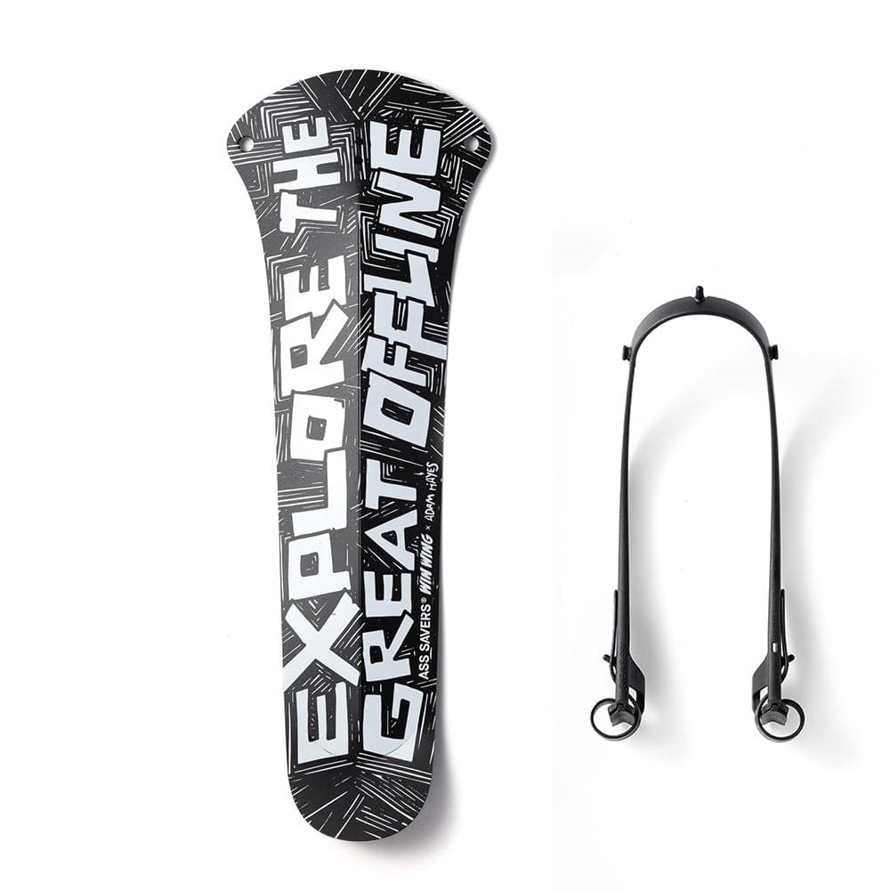 Ass Savers Win Wing 2 gravel bike mudguard attached to tire up to 60mm, lightweight, tool-free installation for bike accessories.