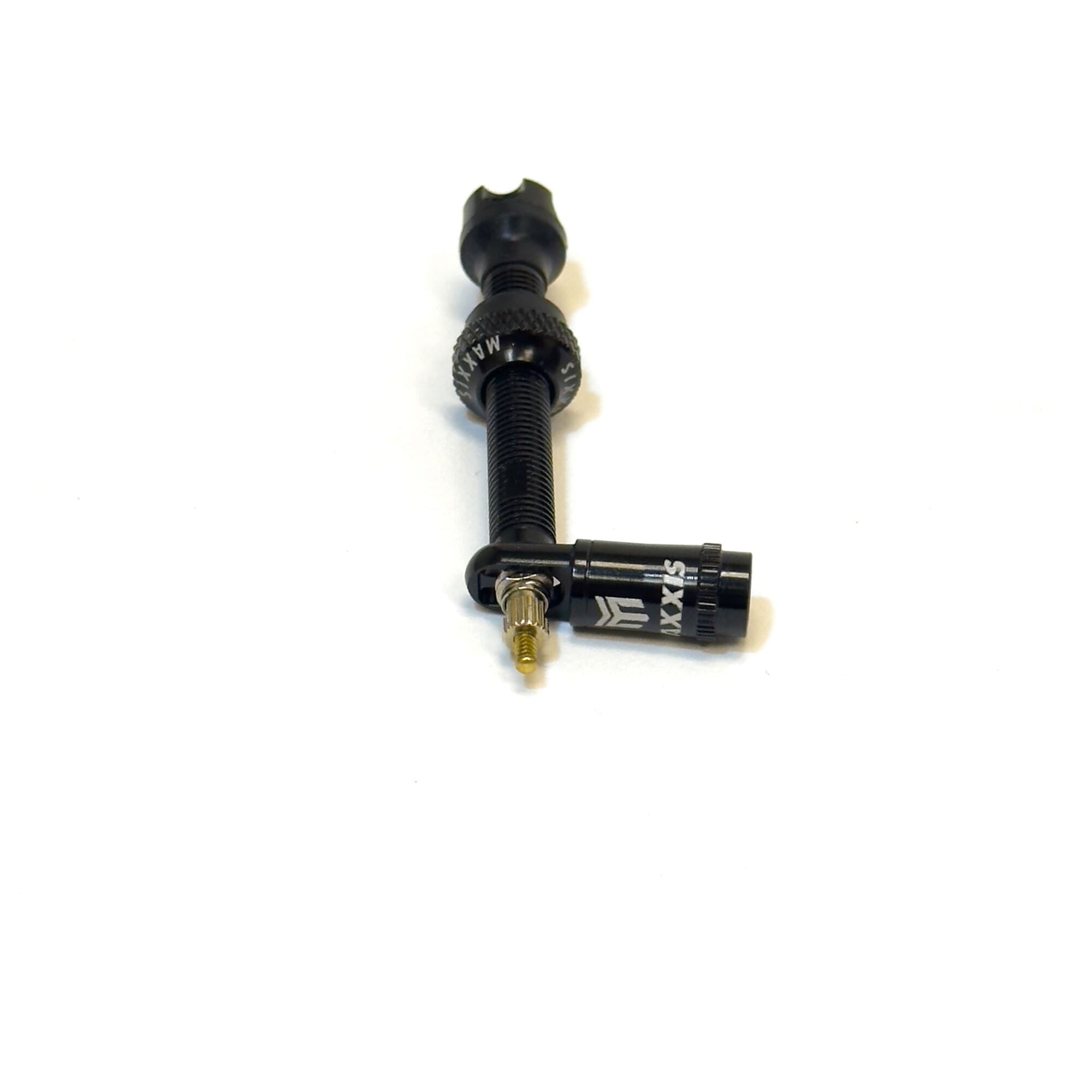 Maxxis MaxxOut tubeless valve kit with 50mm black valve, core remover, and adapter, designed for bicycle tubeless wheel systems.