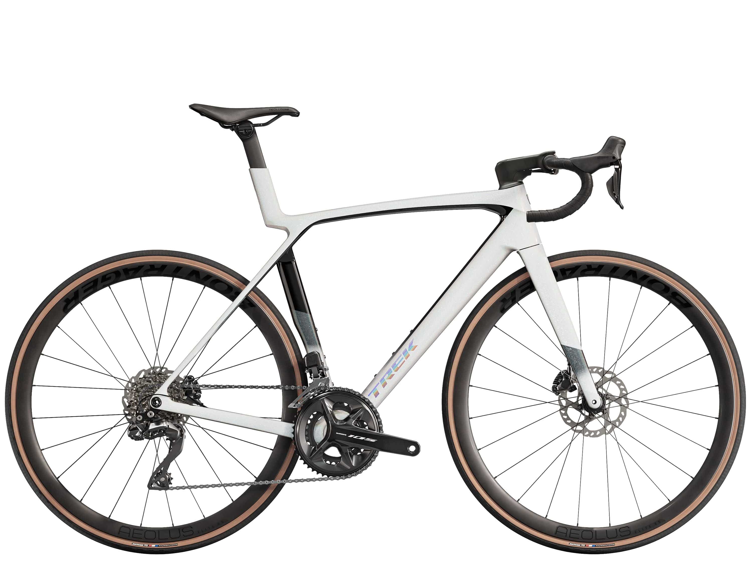 Trek Madone SL 6 Gen 8 road bike with Shimano 105 Di2 electronic groupset, aerodynamic frame and sleek design.