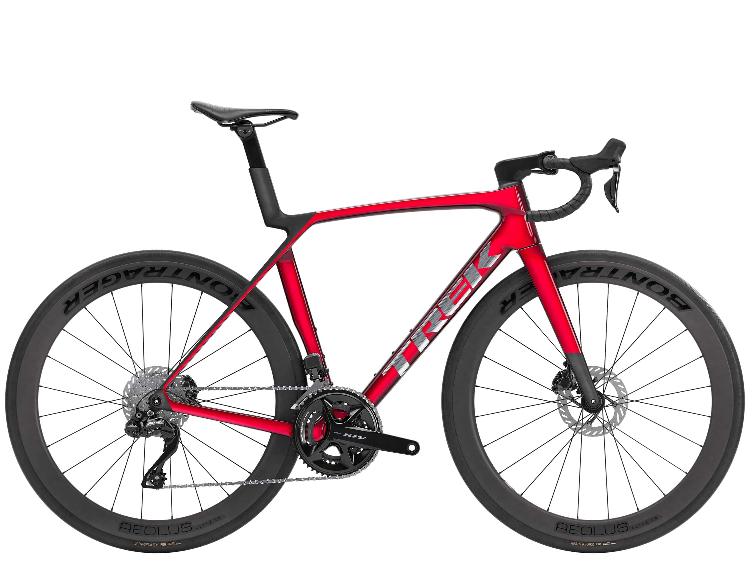Trek Madone SL 6 Gen 8 road bike with aerodynamic frame and disc brakes, shown in a sleek, lightweight design.