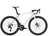 Trek Madone SL 7 Gen 8 aero road bike with aerodynamic frame, lightweight design, and sleek black finish for speed and climbing.
