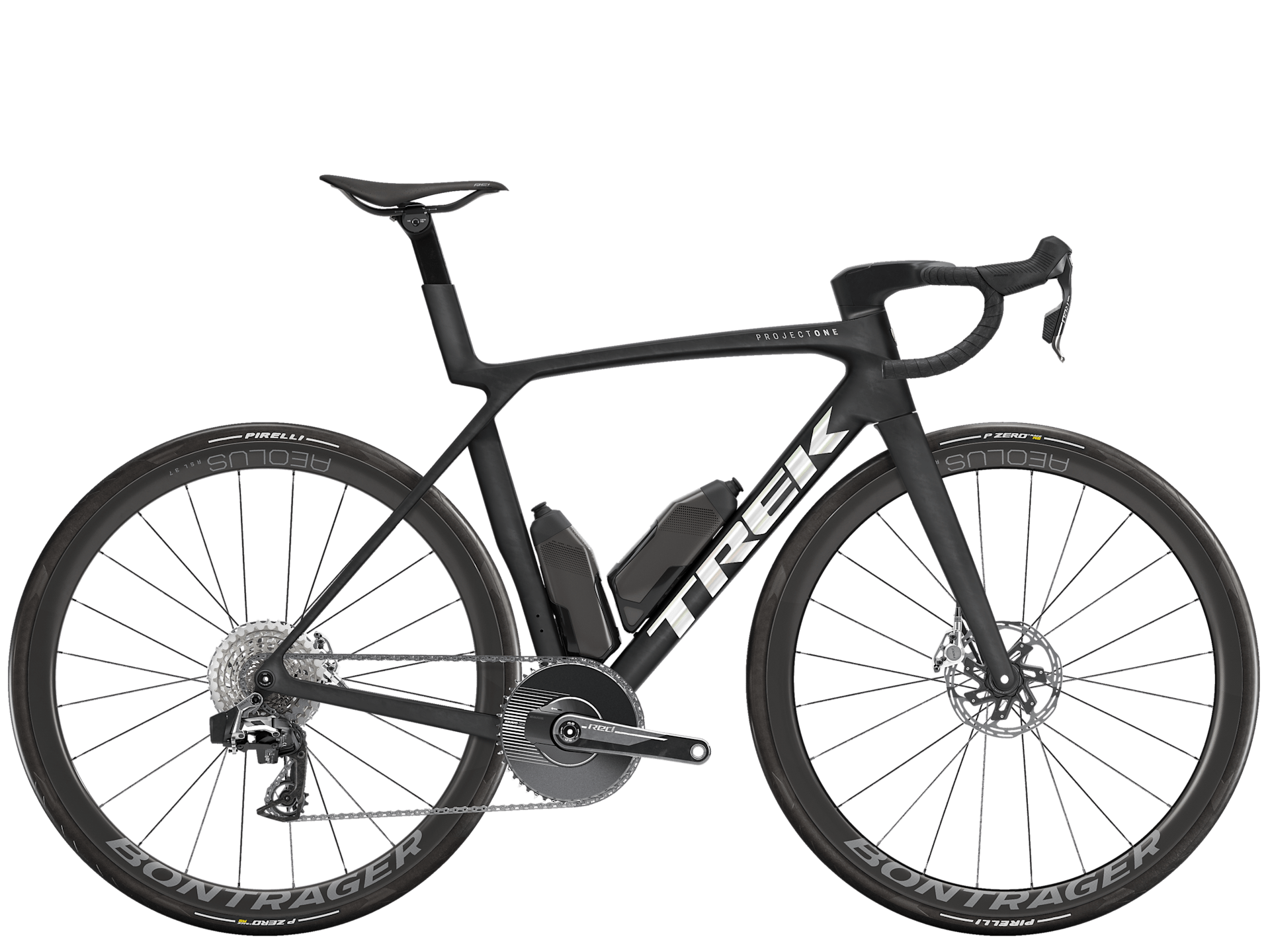 Trek Madone SLR 9 AXS Gen 8 road bike with SRAM 1x 12-speed drivetrain, sleek frame and racing tires.