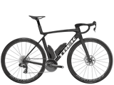 Trek Madone SLR 9 AXS Gen 8 road bike with SRAM 1x 12-speed drivetrain, sleek frame and racing tires.