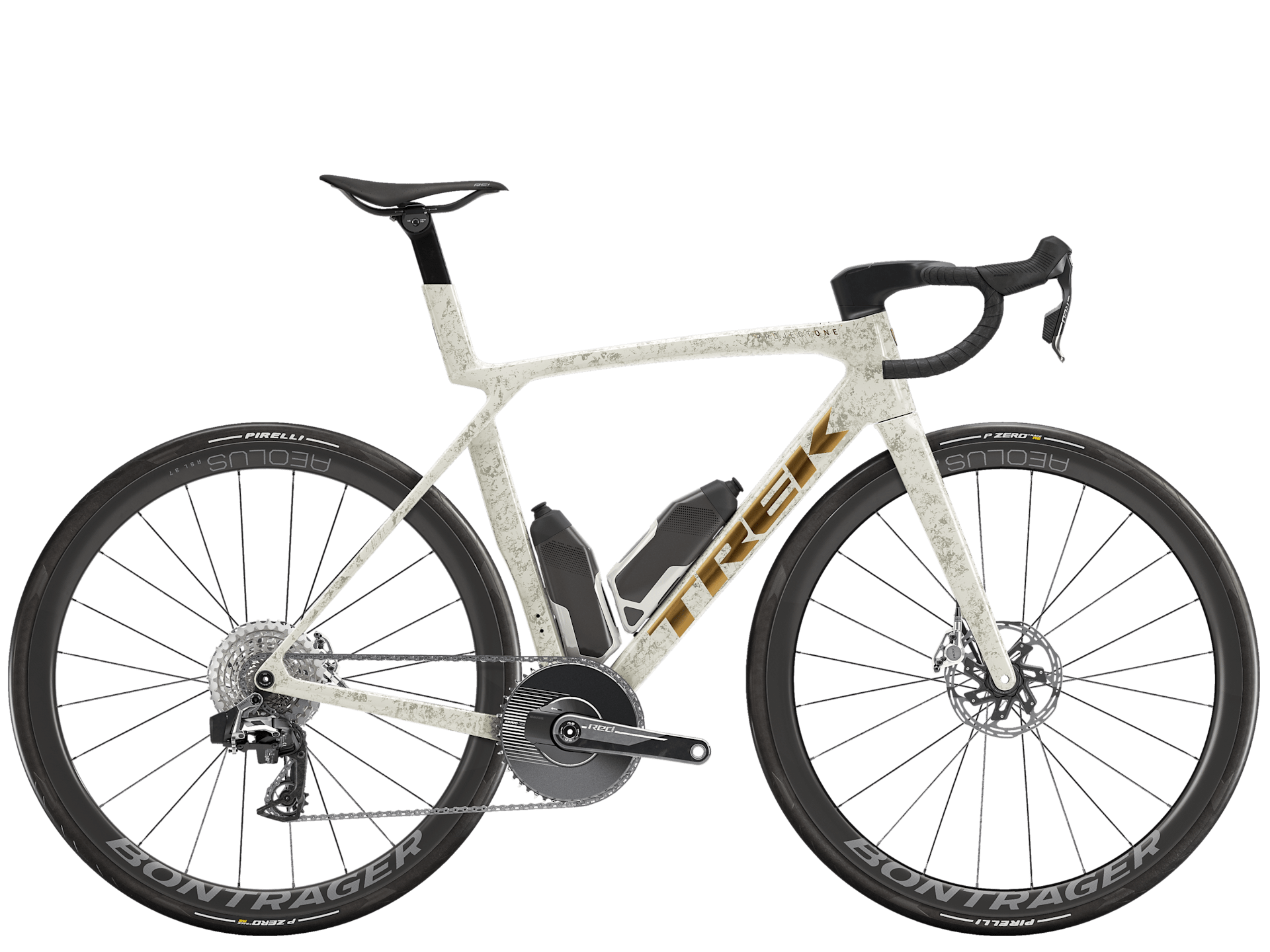 Trek Madone SLR 9 AXS Gen 8 road bike with SRAM 12-speed drivetrain and aerodynamic frame, front view on a plain background