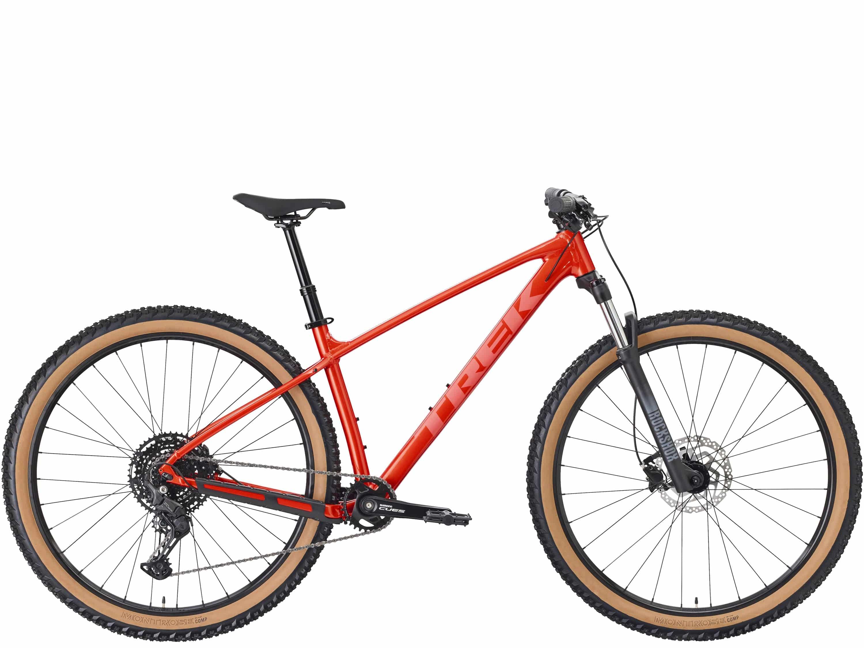 Trek Marlin 6 Gen 3 mountain bike with black frame, front suspension, and knobby tires for trail and urban cycling.