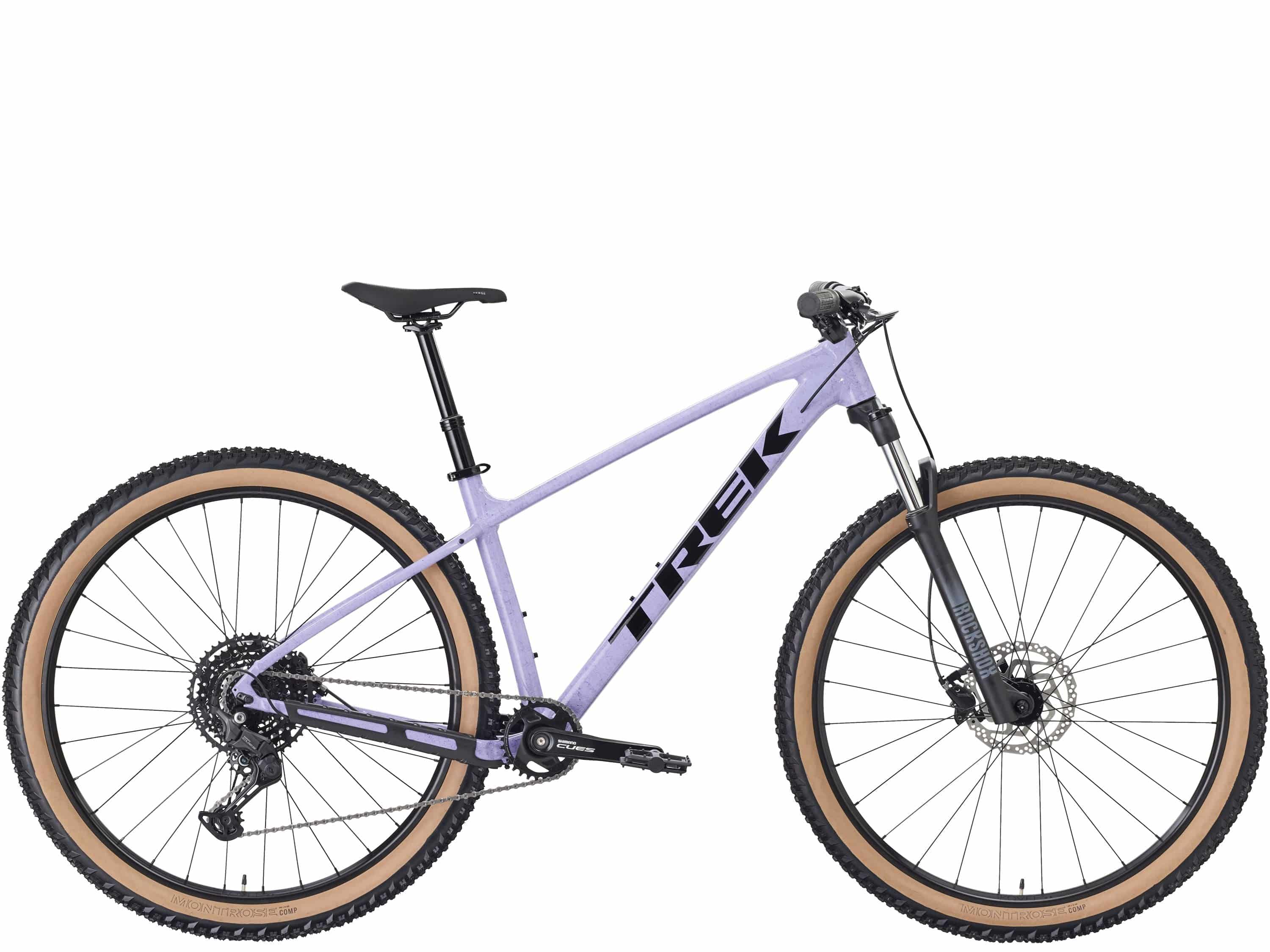Trek Marlin 6 Gen 3 mountain bike with a black frame, knobby tires, and suspension fork suitable for trail and urban cycling.
