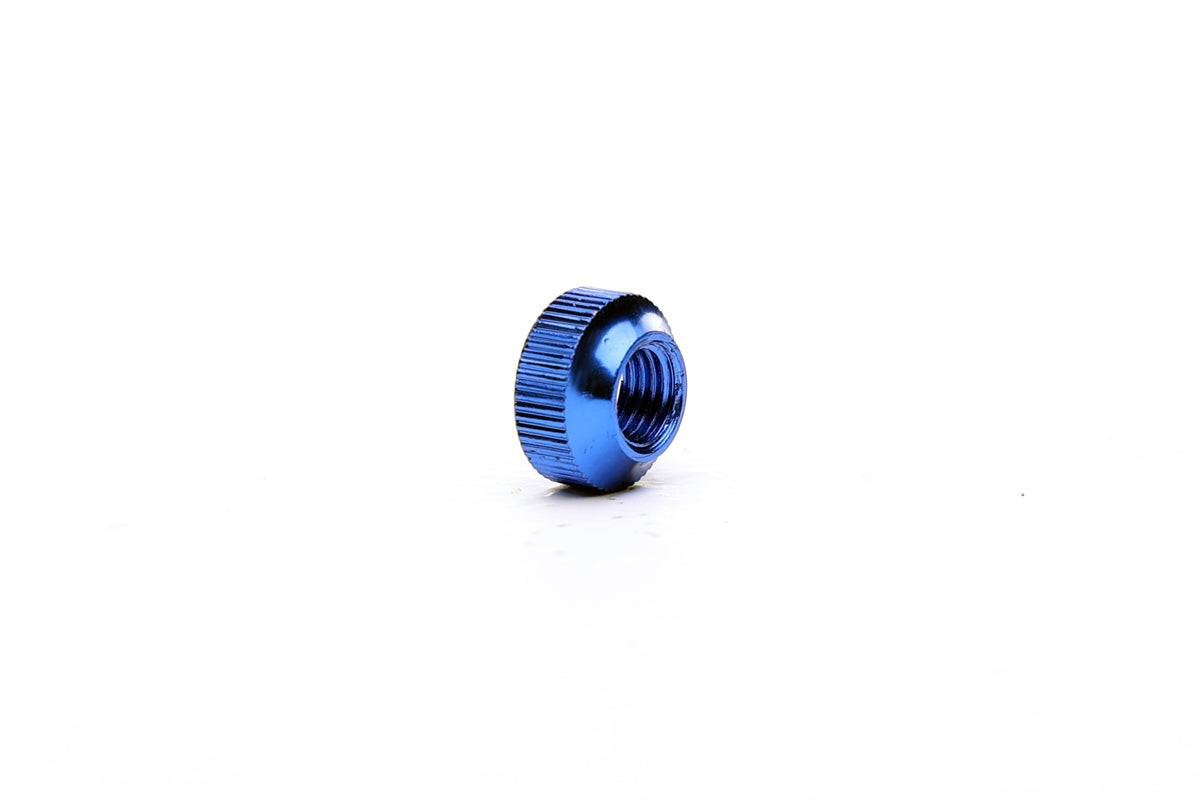 Blue Fatty's tubeless valve nut for secure, durable seal on tubeless valve stems, made by Fattys.