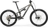 Merida One-Sixty FR 800 full suspension mountain bike with gray and black frame, Shimano Deore M6100 components, ready for trail riding.