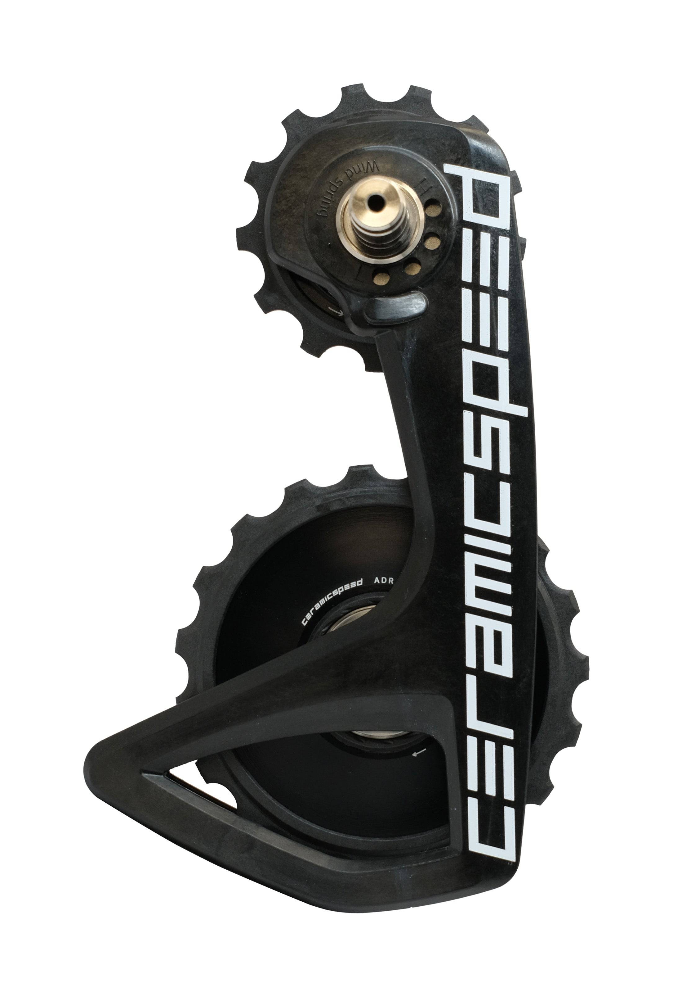 CeramicSpeed OSPW RS Alpha disc pulley wheels for Shimano 9250/8150, front view, lightweight bike components for optimal performance.