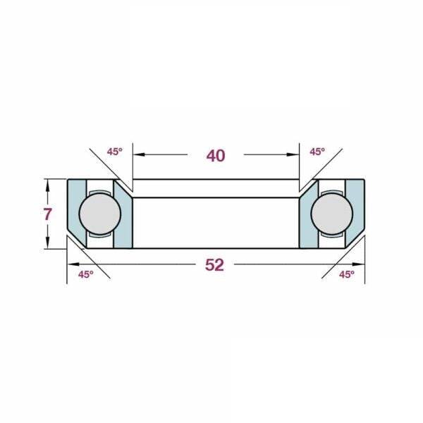 FBI P16 52mm 45/45 headset bearing for bike steering, showing smooth, precision-engineered bicycle component in close-up.
