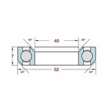 FBI P16 52mm 45/45 headset bearing for bike steering, showing smooth, precision-engineered bicycle component in close-up.