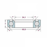 FBI P22 bicycle headset bearing 46.9mm, 45/45 degrees, 7mm spindle for smooth steering performance.