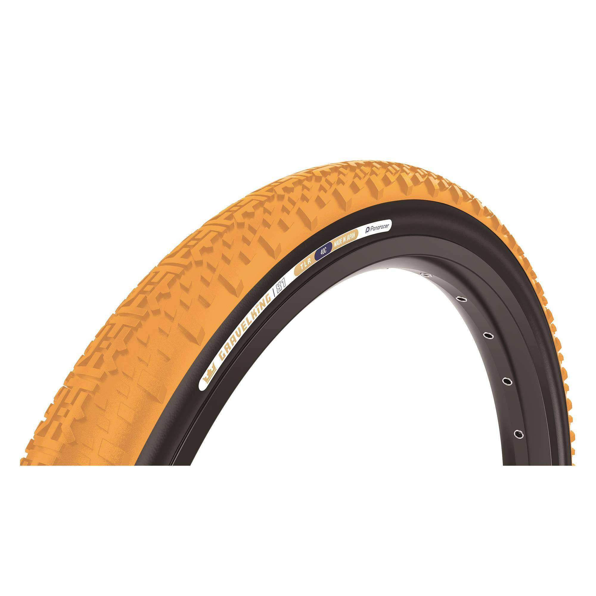 Panaracer GravelKing X1 Colour Edition 2025 TLR gravel tyre in 700x40c and 700x45c, showing textured tread and vibrant color details.