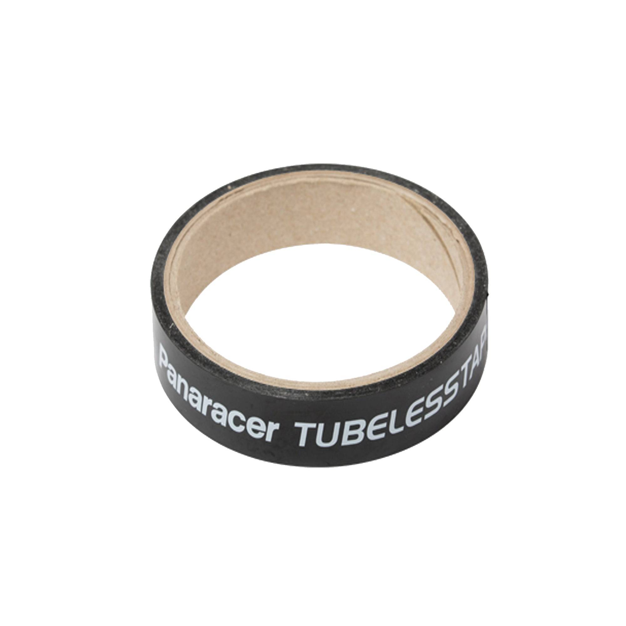 Panaracer tubeless rim tape installed on bike wheel, designed for tubeless and tube-compatible bicycle wheels for sealing and protection.