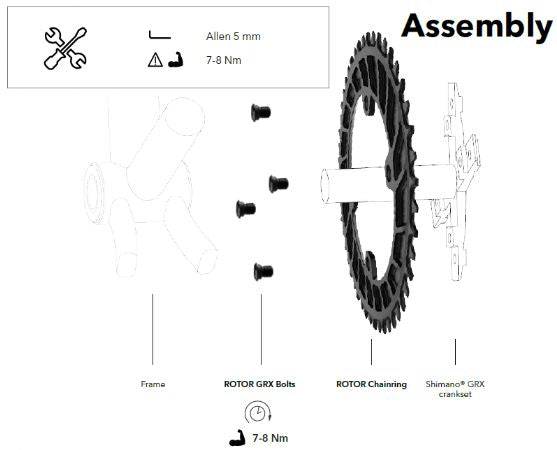 ROTOR 1X Grx Bolt Set 4 Bolts Black