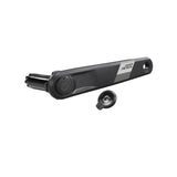 SRAM Apex D1 DUB Wide left arm power meter spindle assembly for crankset, bike component, black finish, detailed close-up.