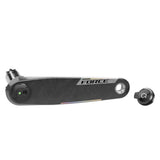 SRAM left arm power meter spindle force for Force AXS road bike components, DUB spindle design, detailed close-up image.