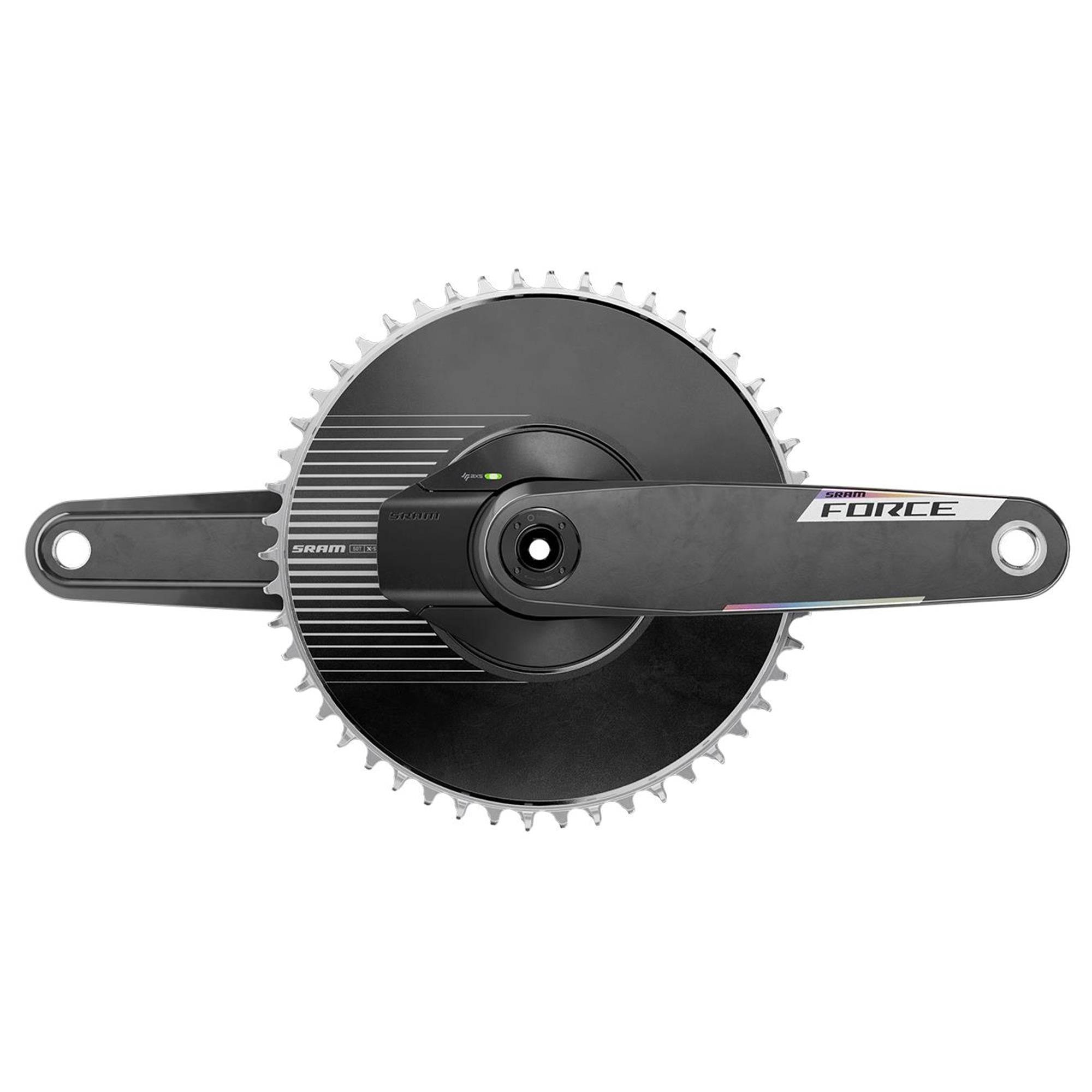 SRAM Force AXS 1X Power Meter Crankset with DUB spindle and 50T X-SYNC spider, featuring integrated power measurement and lightweight design.