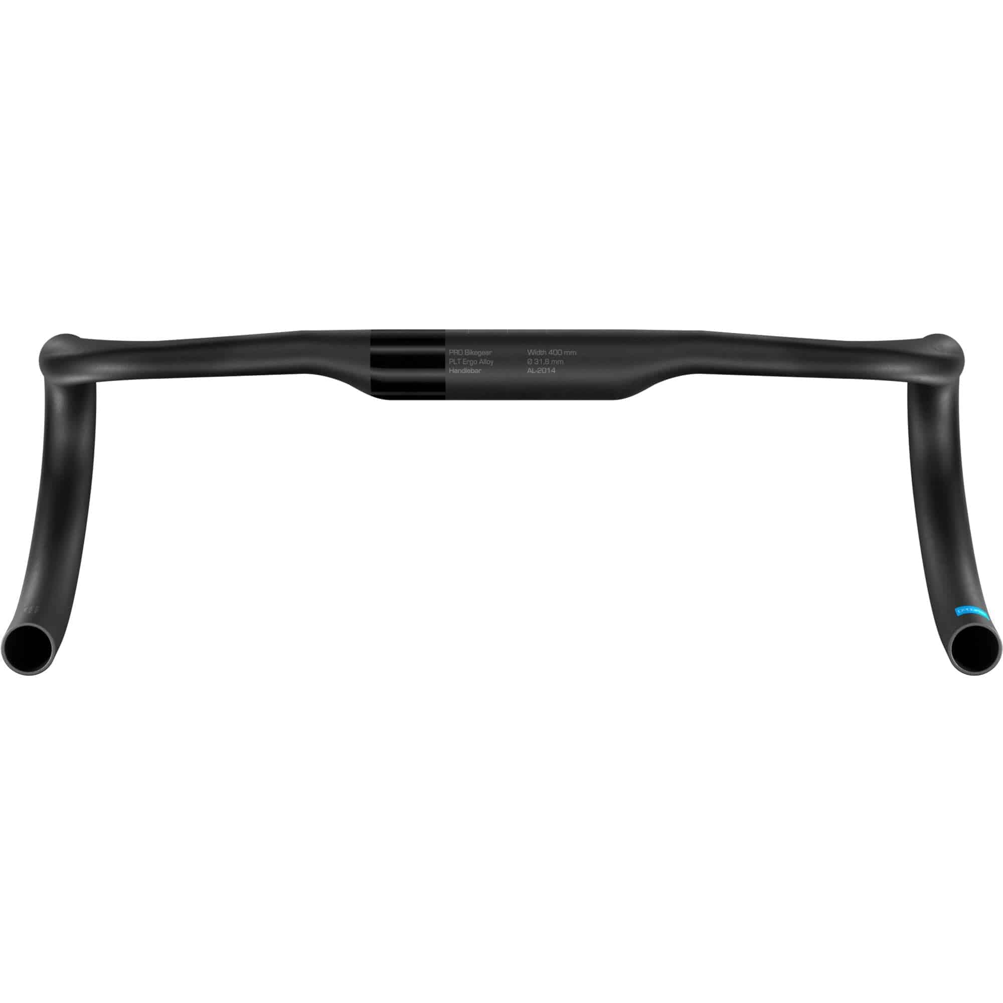 PRO PLT Alloy 31.8mm road handlebar with ergonomic design and cable groove for bike components, shown in a close-up view.