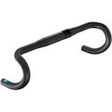 PRO PLT Alloy 31.8mm road handlebar with compact bend for comfort and control, shown with close-up of the sleek, aerodynamic design.