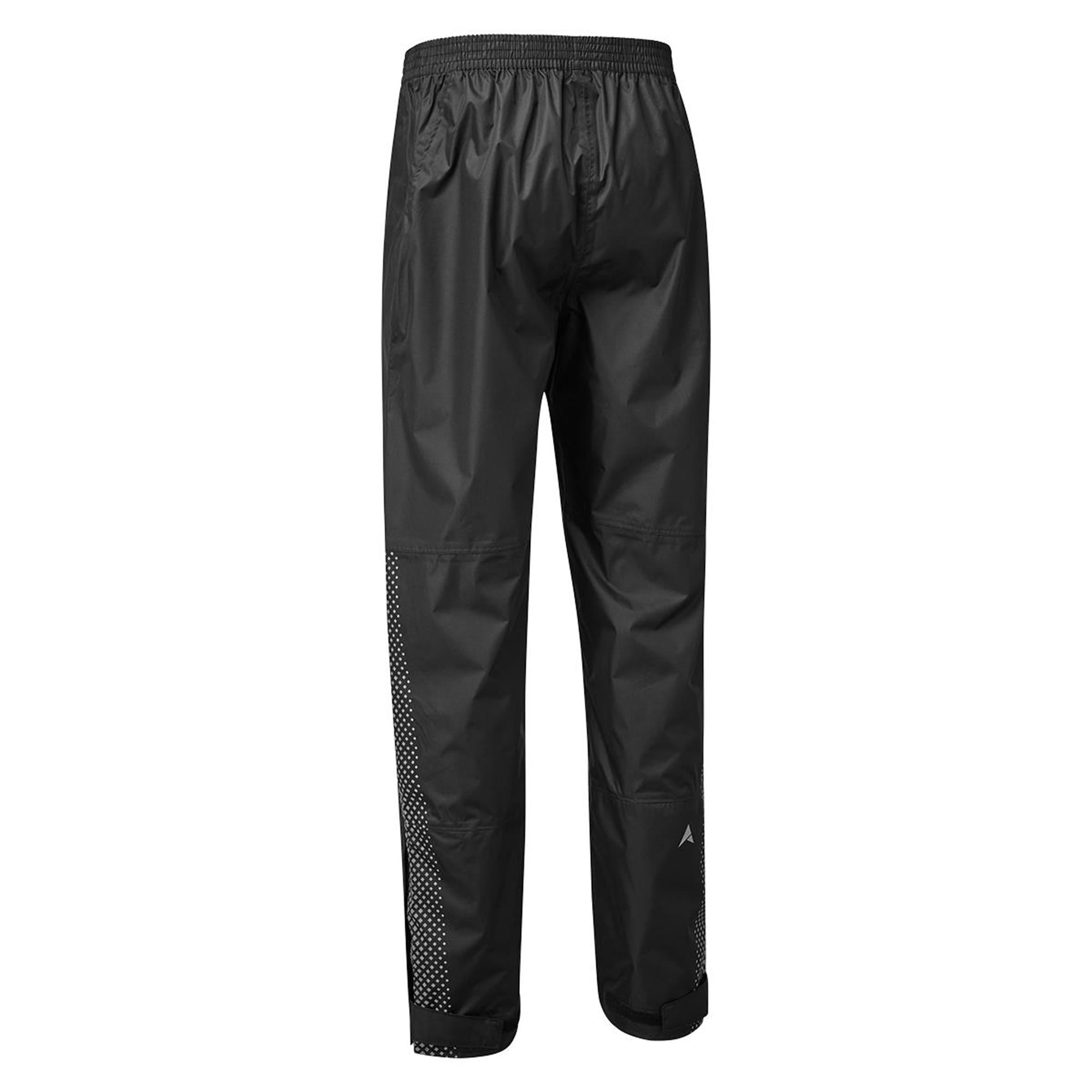 Altura Nightvision men's long waterproof cycling overtrousers, showing black waterproof overpants with reflective details and adjustable waist.