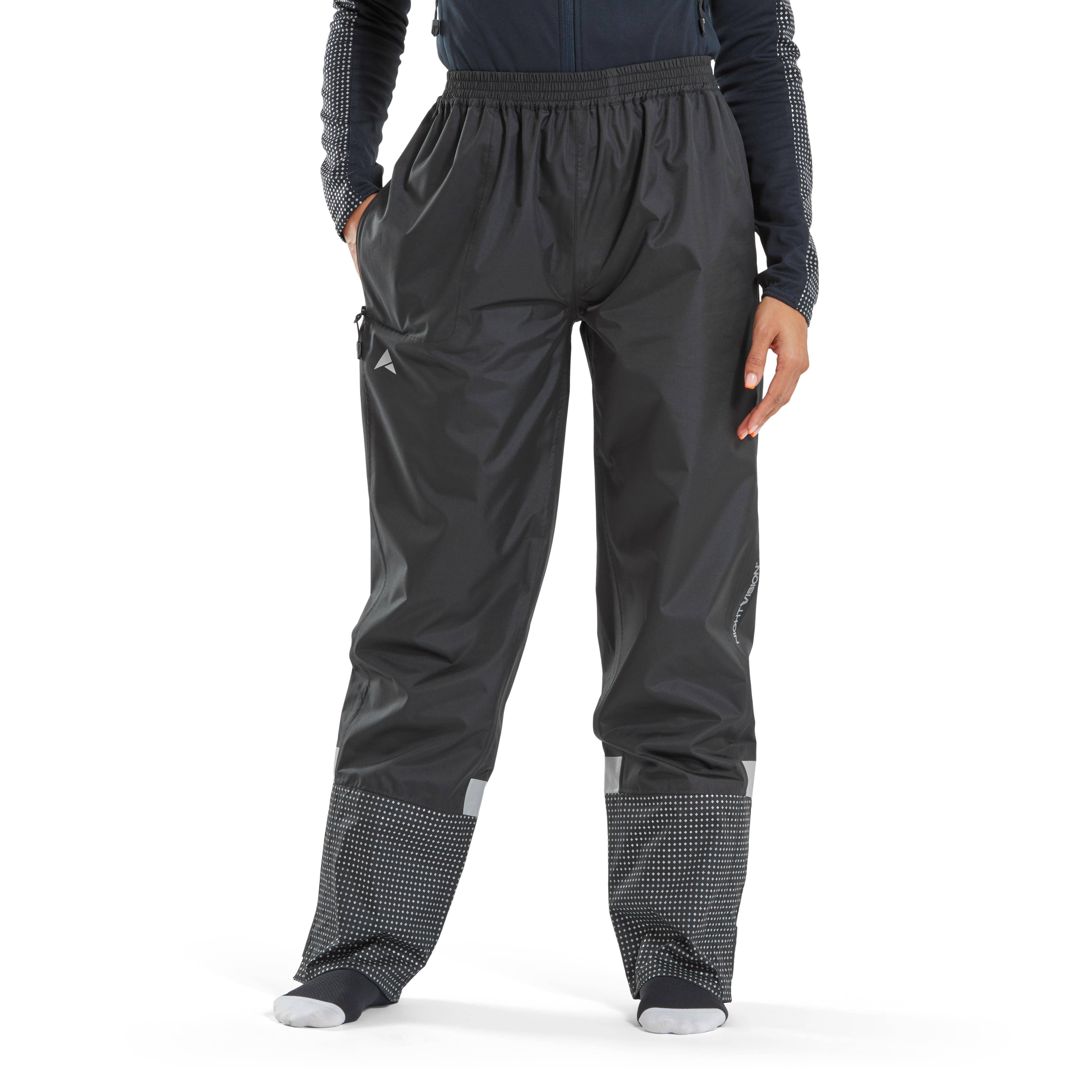 Altura Nightvision women's waterproof cycling overtrousers, long outdoor clothing with reflective details and adjustable waistband.