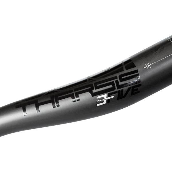 PRO Tharsis 3FIVE Carbon MTB handlebar with 740mm width, riser design, 35mm clamp, and 5mm rise for mountain biking.