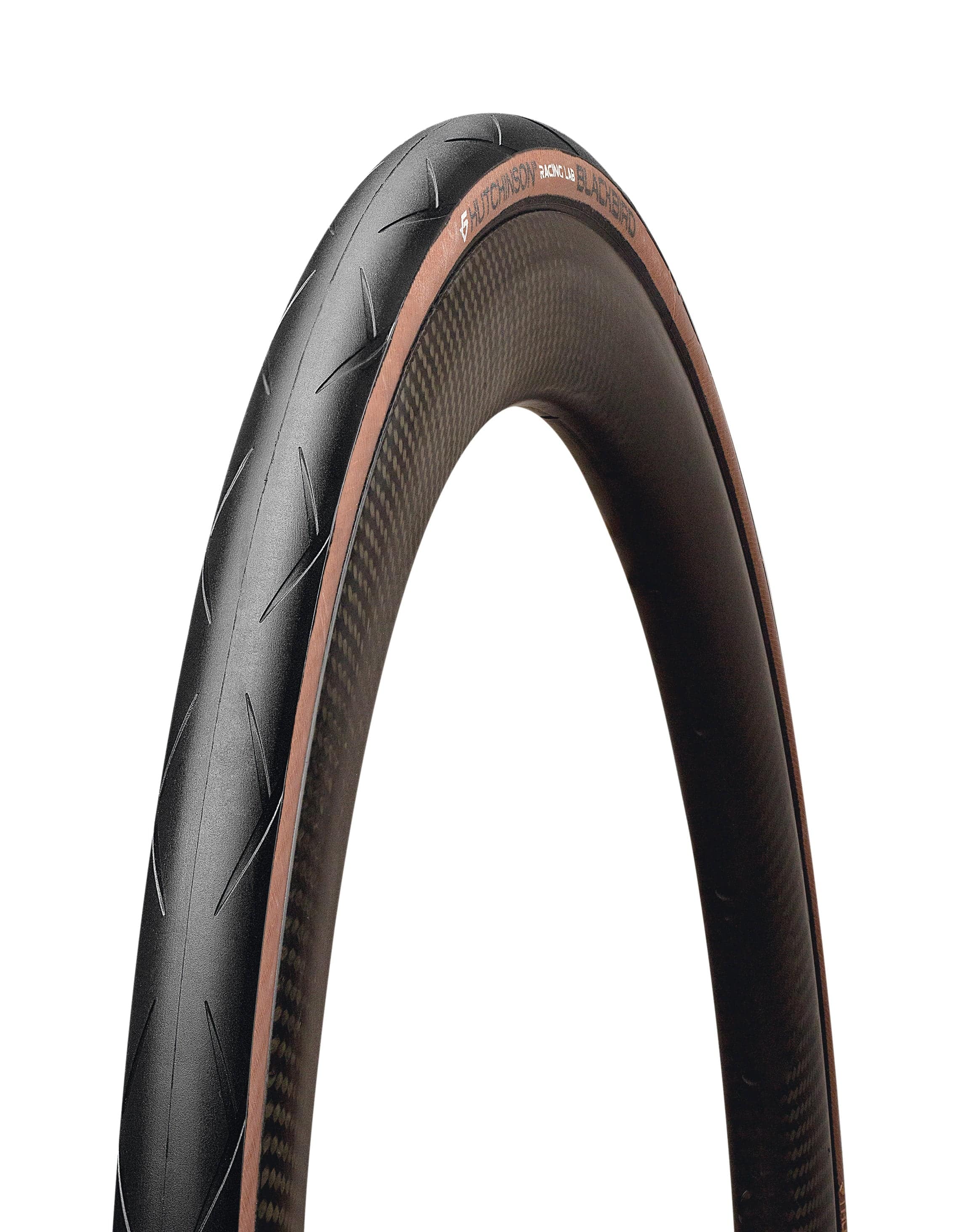 Hutchinson Blackbird 700x30 road bike tyre with tan sidewall, high-performance components, and tread pattern for road cycling.