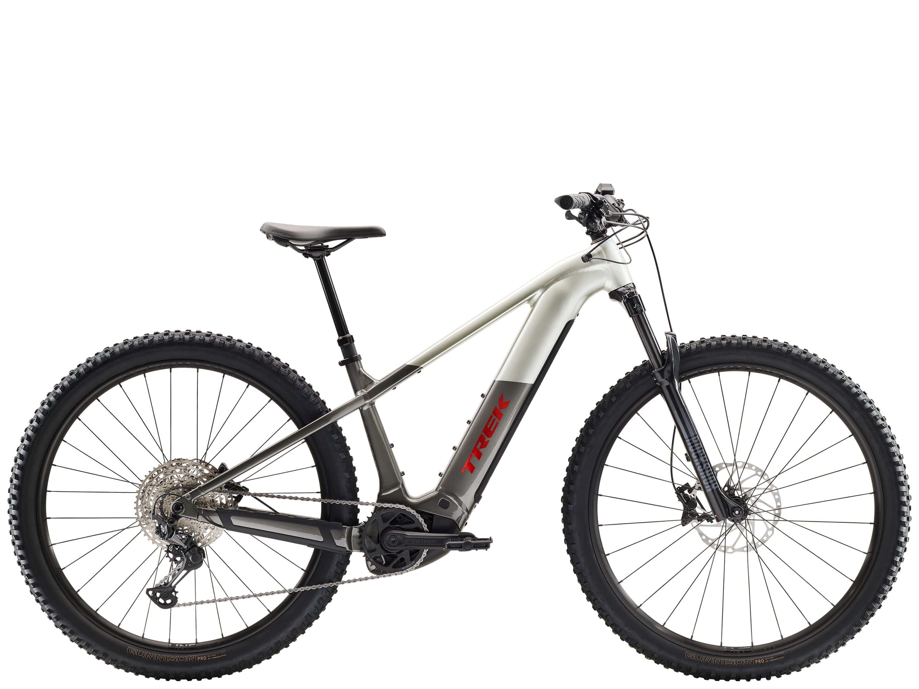 Trek Powerfly+ 6 Gen 5 electric mountain bike with 29-inch wheels and Shimano Deore XT drivetrain, ready for off-road adventure.
