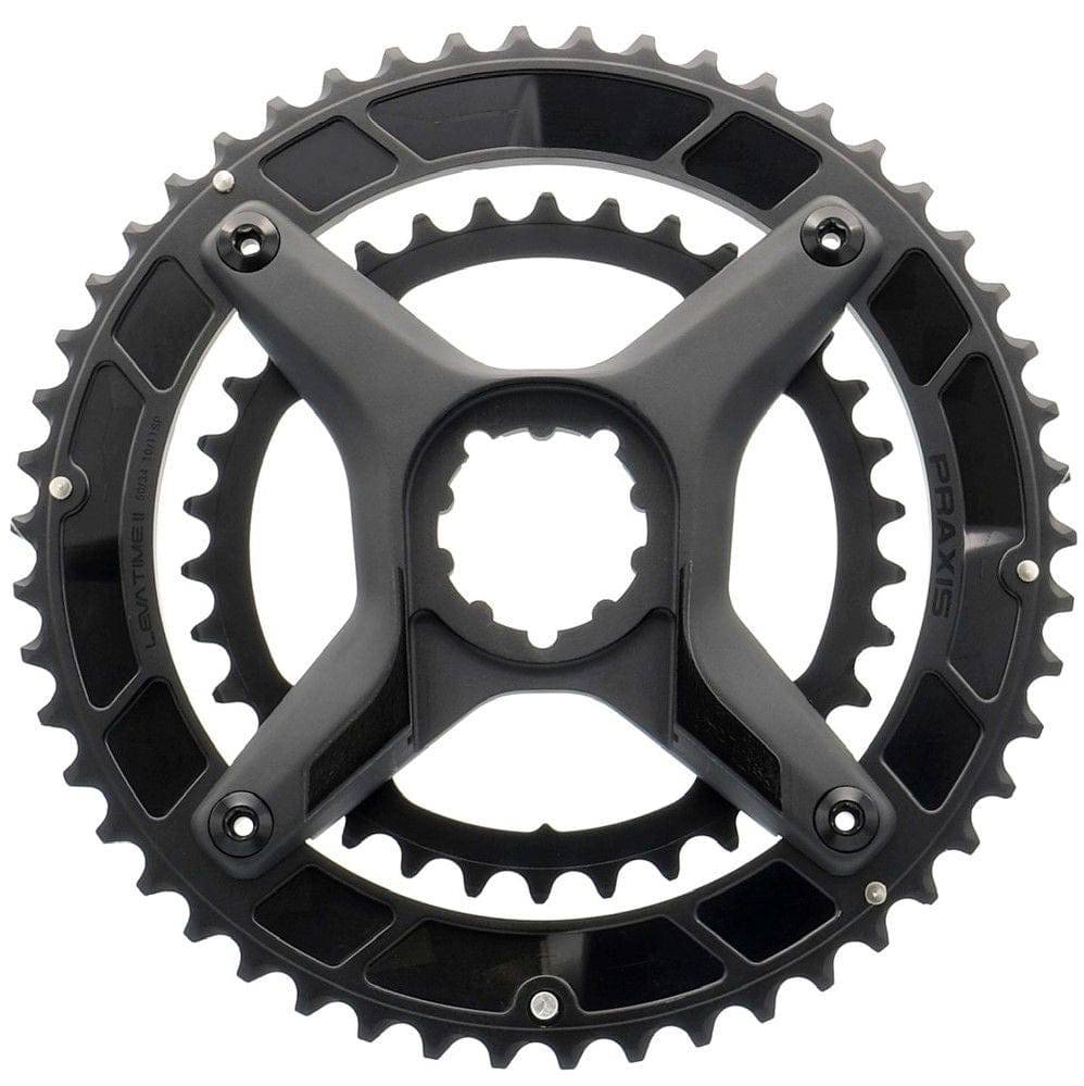 Praxis Works CR LT2 X-Ring and Spider Kit for 3-bolt direct mount bicycle chainring setup.