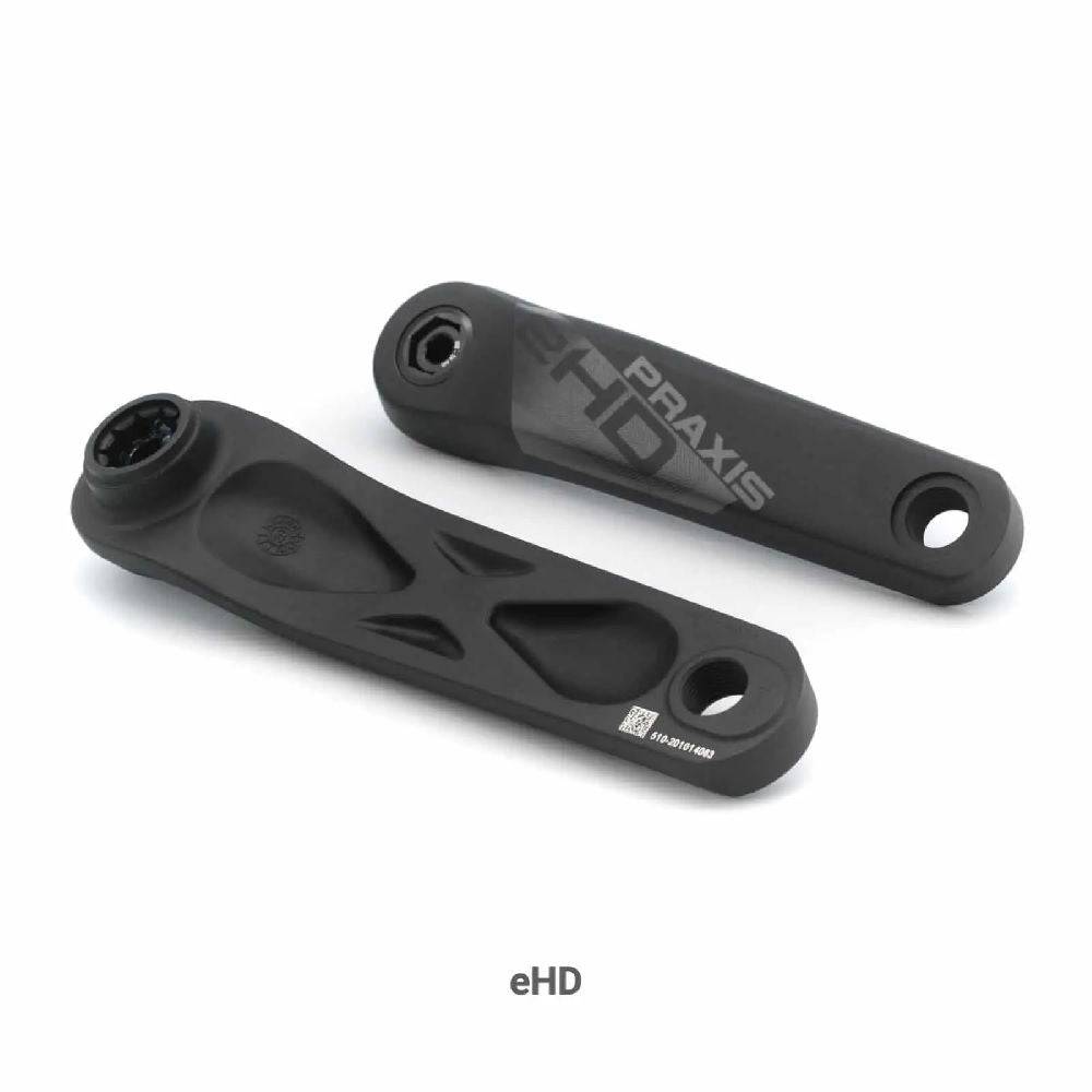 Praxis Works eCrank set for Bosch Performance Line e-bike, HD alloy crank arms with ISIS fit and component details.