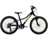 Trek Precaliber 20 kids mountain bike with 7-speed gearing and parent handle, suited for learning and trail riding.