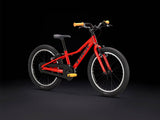 Trek Precaliber 20 kids mountain bike with integrated handle for trail riding, featuring a sturdy frame and colorful design.